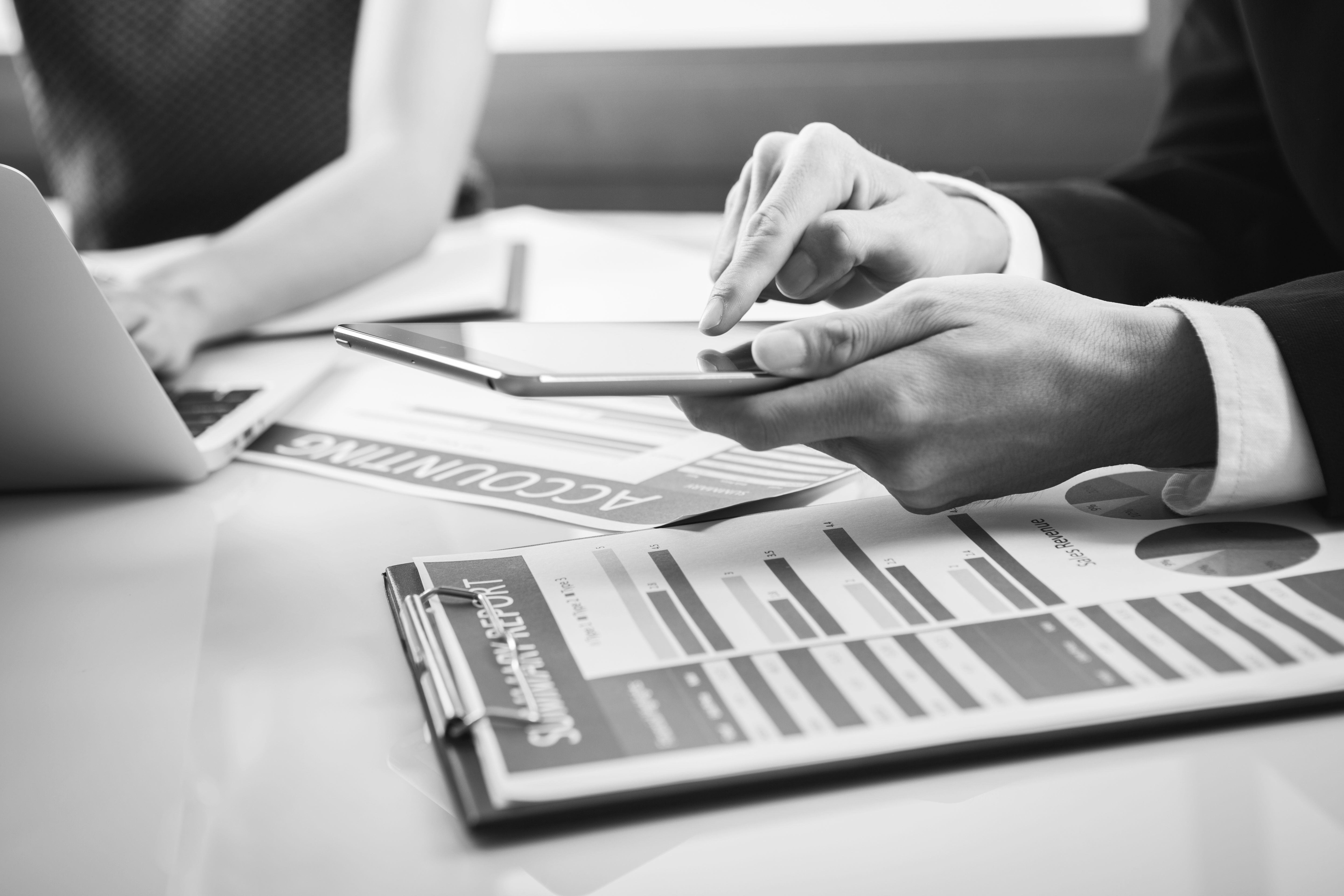 consultant working on tablet