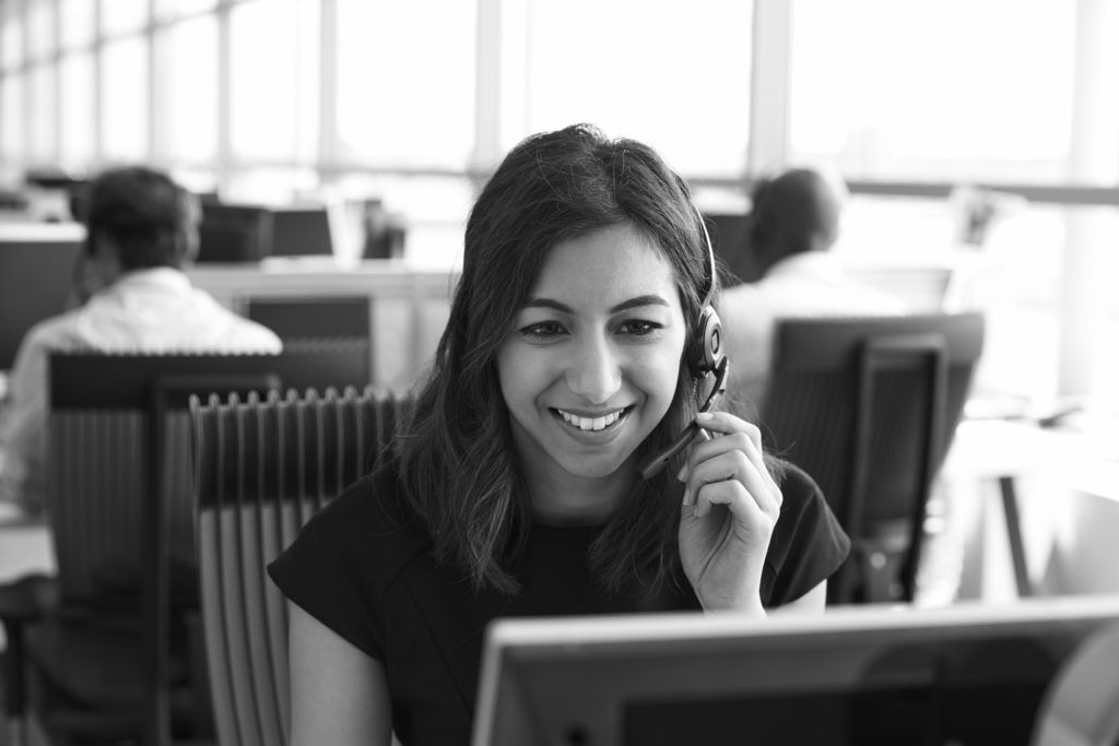 consultant talking on headset