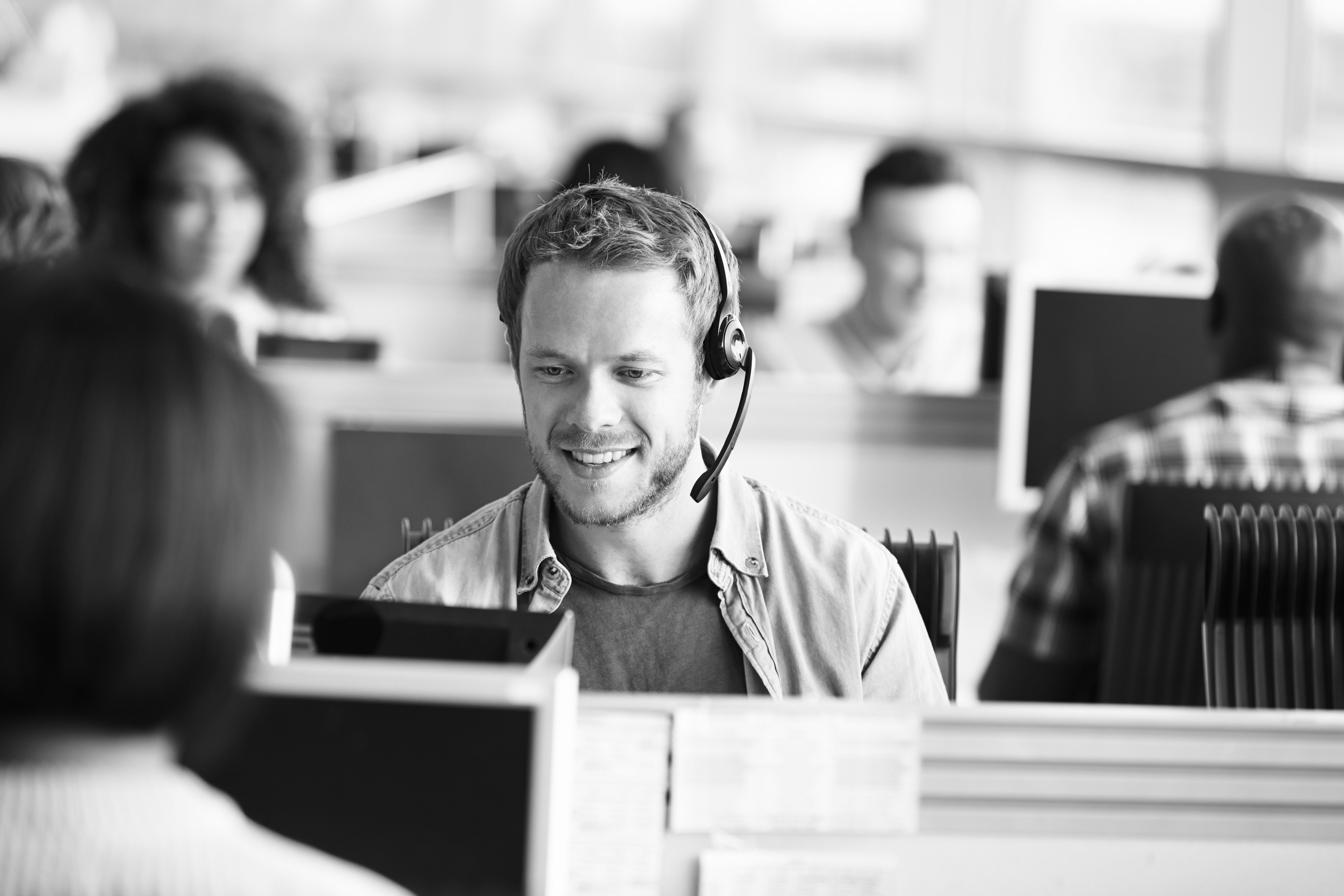 consultant talking on headset