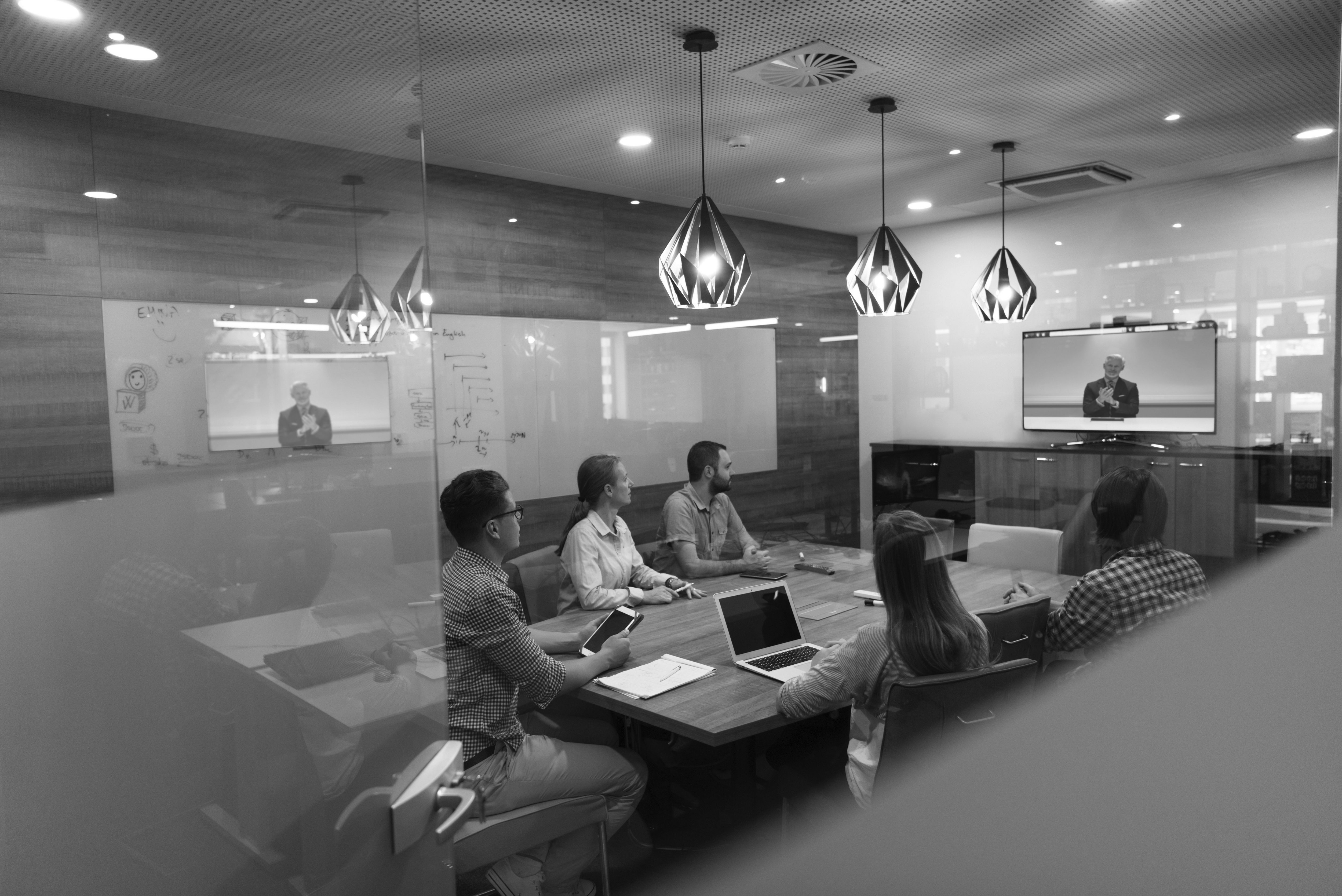 group of professional consultants working in office