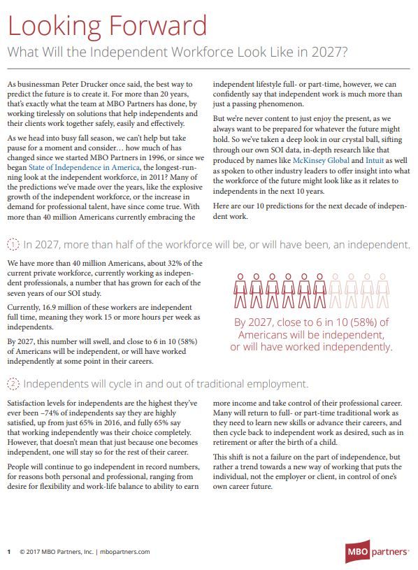 What will the independent workforce look like in 2027