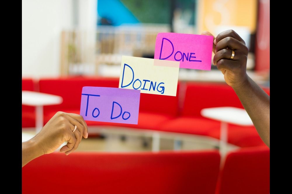 Independent contractor checking items off a to-do list.